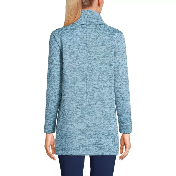 imageLands End Womens Sweater Fleece Tunic Cowl Neck PulloverMuted Blue Heather