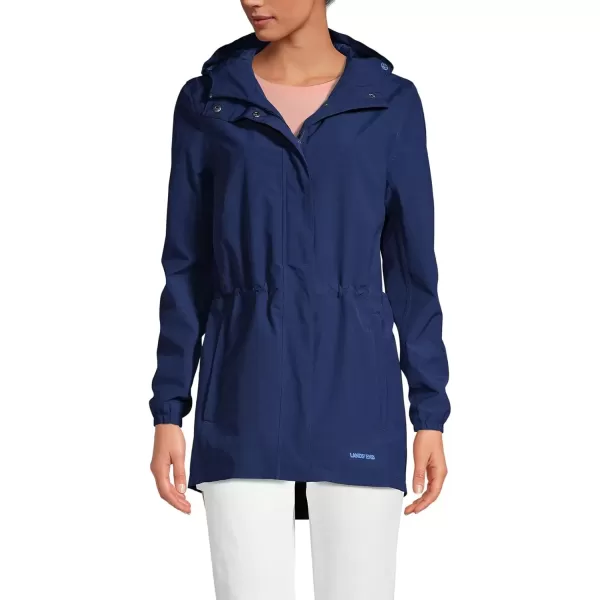 imageLands End Womens Tall Waterproof Hooded Packable RaincoatDeep Sea Navy