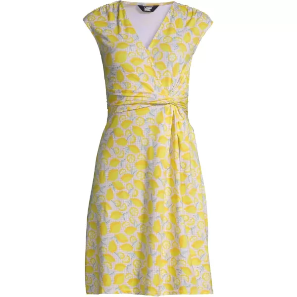 imageLands End Womens CMJ Surplice FFNF Dress Bright Sun Yellow Lemon Check Plus 2X