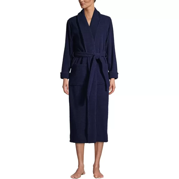 imageLands End Womens Cotton Terry Long Spa Bath RobeDeep Sea Navy