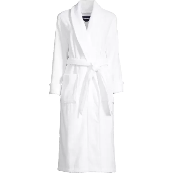 imageLands End Womens Cotton Terry Long Spa Bath RobeWhite