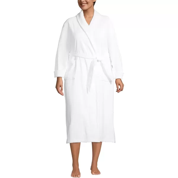 imageLands End Womens Cotton Terry Long Spa Bath RobeWhite