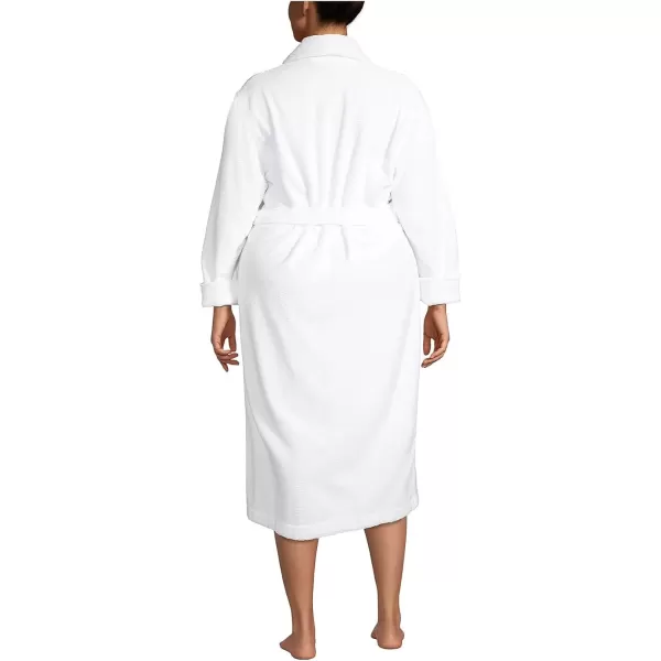 imageLands End Womens Cotton Terry Long Spa Bath RobeWhite