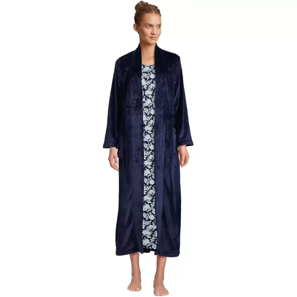 imageLands End Womens Cozy Plush Long Wrap RobeDeep Sea Navy