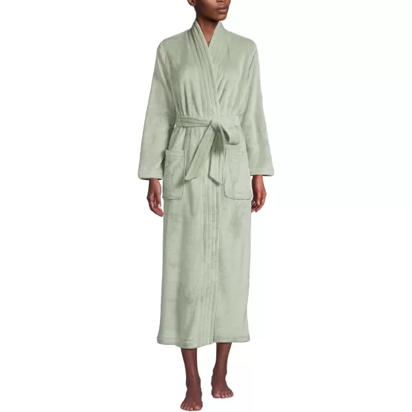 imageLands End Womens Cozy Plush Long Wrap RobeWashed Sage