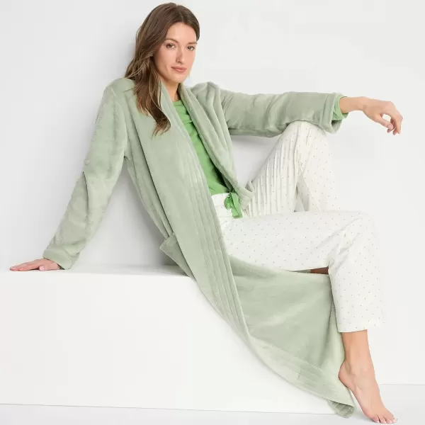 imageLands End Womens Cozy Plush Long Wrap RobeWashed Sage