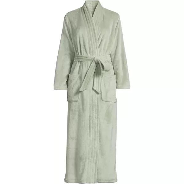 imageLands End Womens Cozy Plush Long Wrap RobeWashed Sage