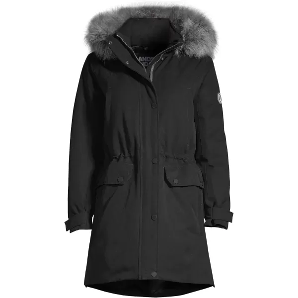 imageLands End Womens Expedition Waterproof Down Winter Parka with Faux Fur HoodBlack