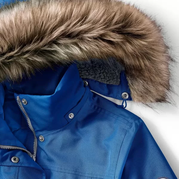 imageLands End Womens Expedition Waterproof Down Winter Parka with Faux Fur HoodEvening Cobalt