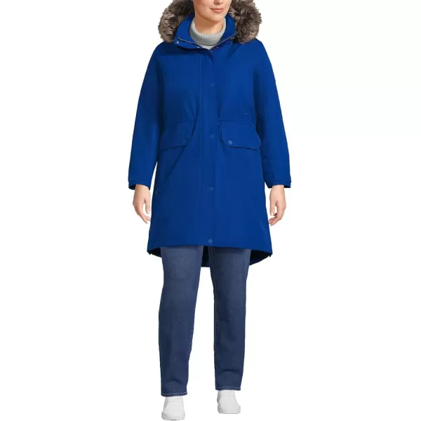 imageLands End Womens Expedition Waterproof Down Winter Parka with Faux Fur HoodEvening Cobalt