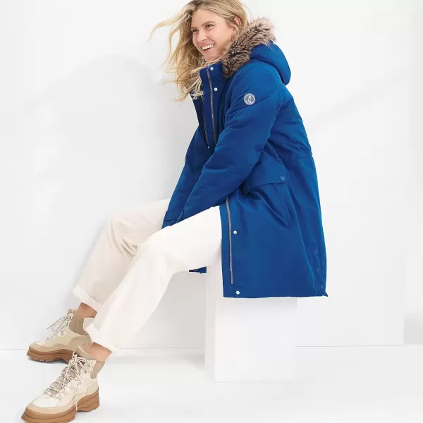 imageLands End Womens Expedition Waterproof Down Winter Parka with Faux Fur HoodEvening Cobalt