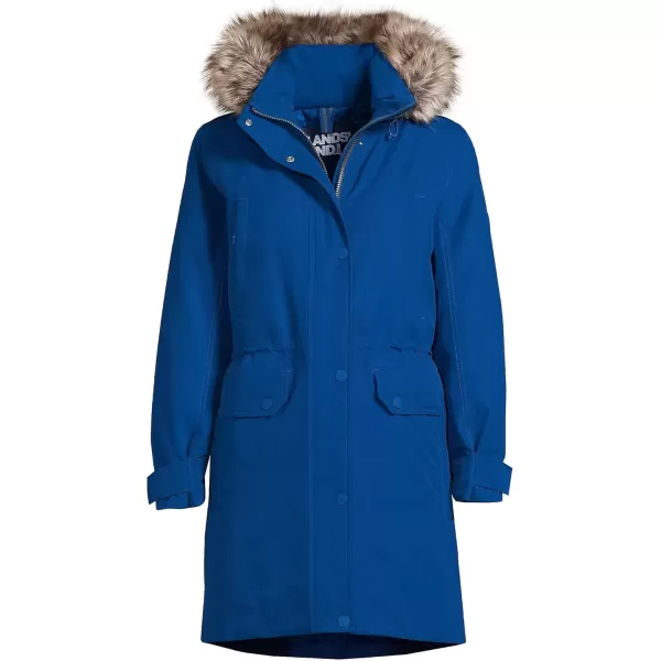 imageLands End Womens Expedition Waterproof Down Winter Parka with Faux Fur HoodEvening Cobalt