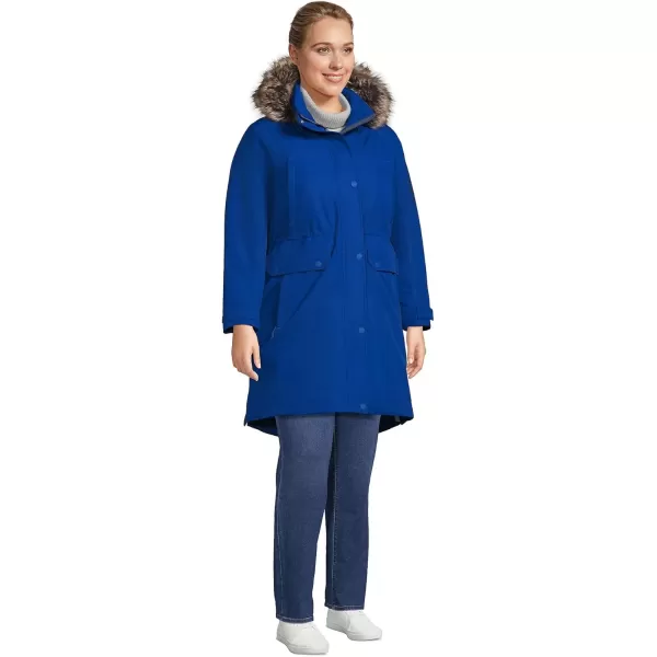 imageLands End Womens Expedition Waterproof Down Winter Parka with Faux Fur HoodEvening Cobalt