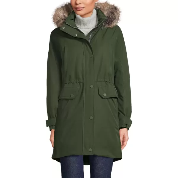 imageLands End Womens Expedition Waterproof Down Winter Parka with Faux Fur HoodFresh Evergreen