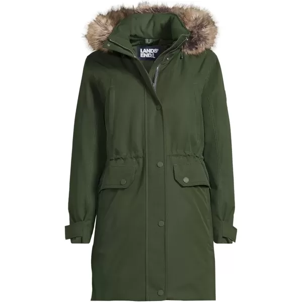 imageLands End Womens Expedition Waterproof Down Winter Parka with Faux Fur HoodFresh Evergreen