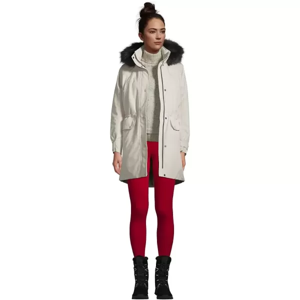 imageLands End Womens Expedition Waterproof Down Winter Parka with Faux Fur HoodLight Stone