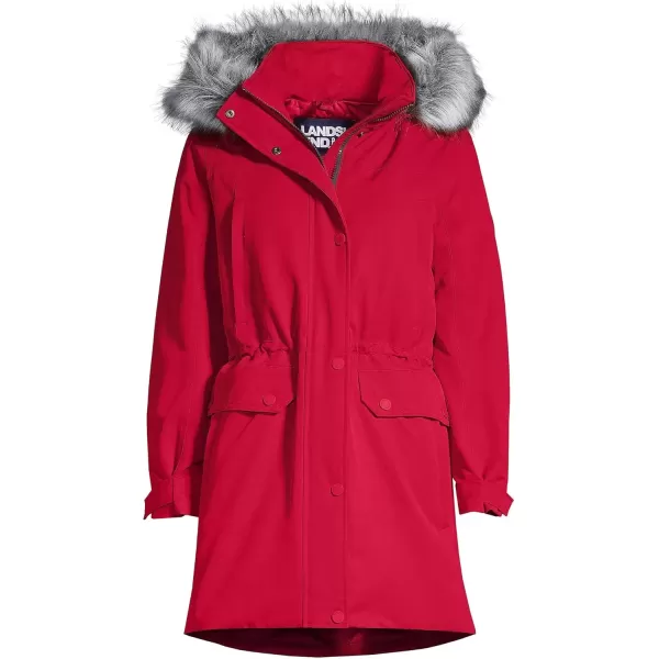 imageLands End Womens Expedition Waterproof Down Winter Parka with Faux Fur HoodRich Red