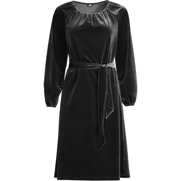 imageLands End Womens Knee Length Velvet Peasant DressBlack