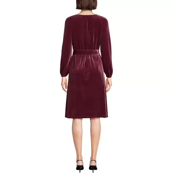 imageLands End Womens Knee Length Velvet Peasant DressRich Burgundy