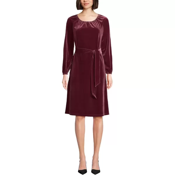 imageLands End Womens Knee Length Velvet Peasant DressRich Burgundy