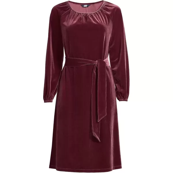 imageLands End Womens Knee Length Velvet Peasant DressRich Burgundy