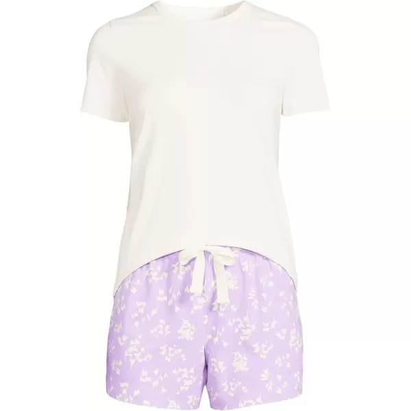 imageLands End Womens Knit Pajama Short Set Short Sleeve TShirt and ShortsBlushed Lilac Flower Sprig