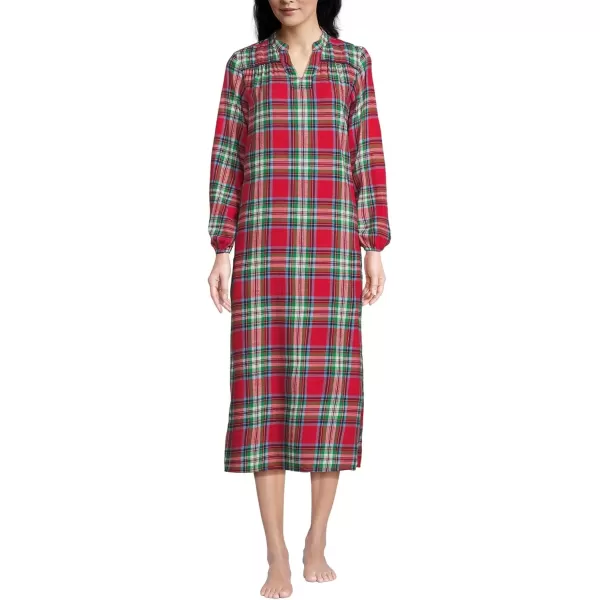 imageLands End Womens Long Sleeve Flannel NightgownHeritage Red Plaid