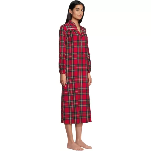 imageLands End Womens Long Sleeve Flannel NightgownRich Red Multi Tartan