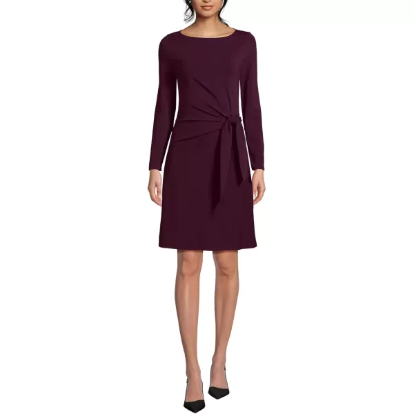 imageLands End Womens Long Sleeve Lightweight Cotton Modal Boatneck Tie Waist DressMidnight Plum