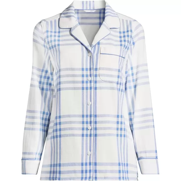 imageLands End Womens Long Sleeve Print Flannel Pajama TopClear Blue Plaid