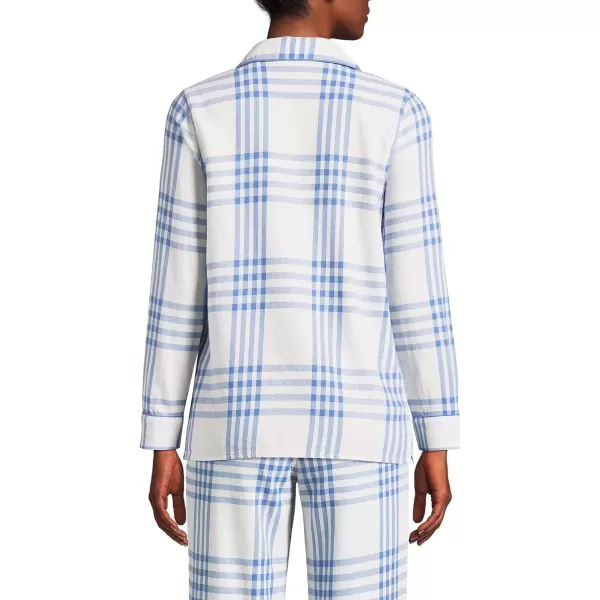 imageLands End Womens Long Sleeve Print Flannel Pajama TopClear Blue Plaid