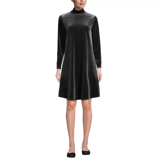 imageLands End Womens Long Sleeve Velvet Turteneck DressBlack