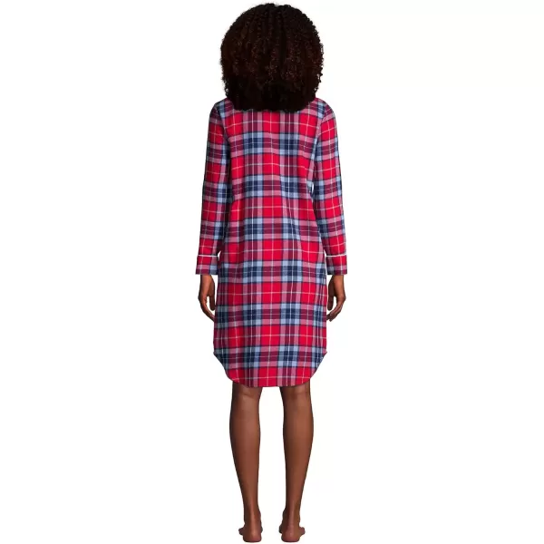 imageLands End Womens Tall Long Sleeve Print Flannel NightshirtRich Red Multi Plaid