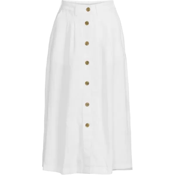 imageLands End Womens Button Front Linen Midi SkirtWhite