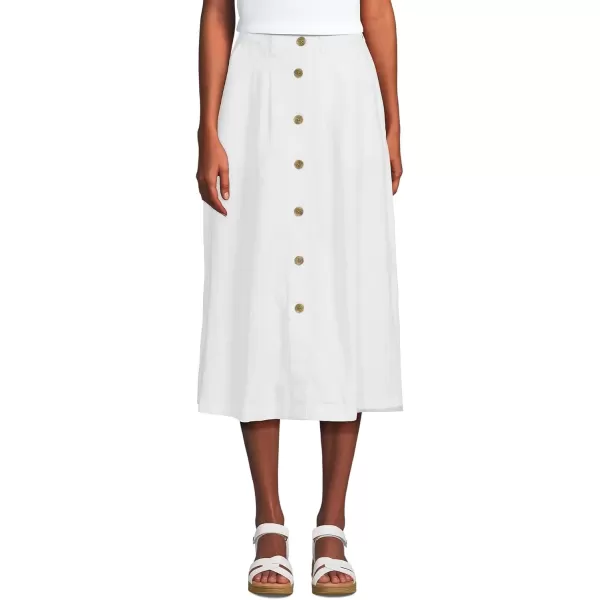 imageLands End Womens Button Front Linen Midi SkirtWhite