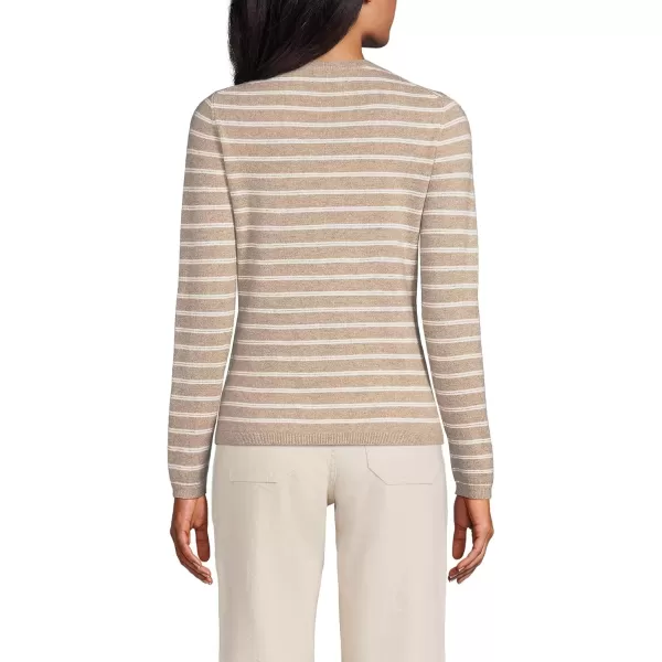 imageLands End Womens Cashmere Cardigan SweaterFrench Pecan Dual Stripe