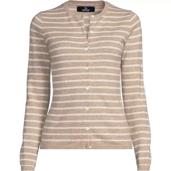 imageLands End Womens Cashmere Cardigan SweaterFrench Pecan Dual Stripe