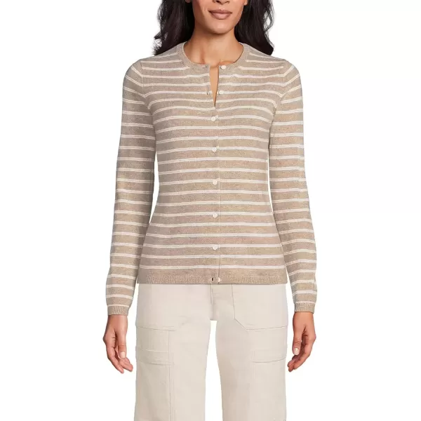 imageLands End Womens Cashmere Cardigan SweaterFrench Pecan Dual Stripe