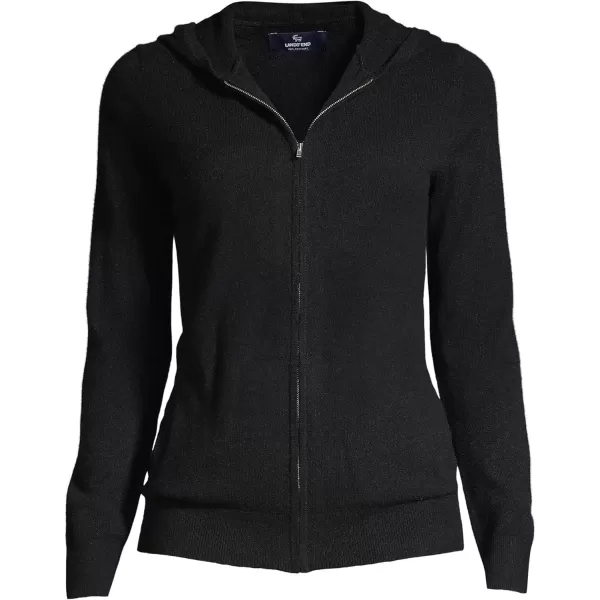 imageLands End Womens Cashmere Front Zip Hoodie SweaterBlack