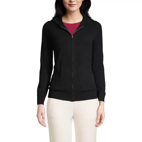 imageLands End Womens Cashmere Front Zip Hoodie SweaterBlack