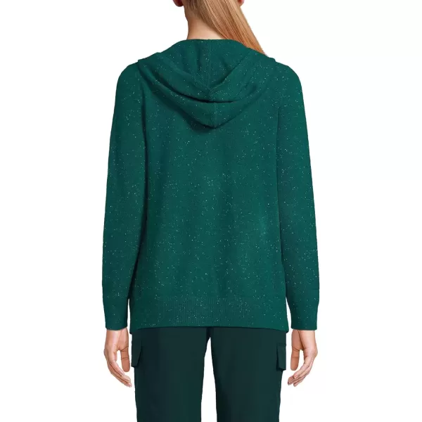 imageLands End Womens Cashmere Front Zip Hoodie SweaterBright Evergreen Donegal