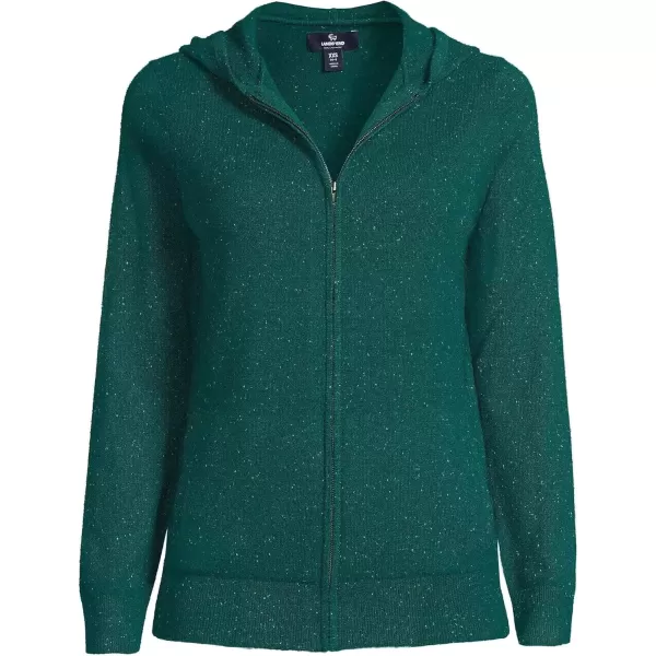 imageLands End Womens Cashmere Front Zip Hoodie SweaterBright Evergreen Donegal