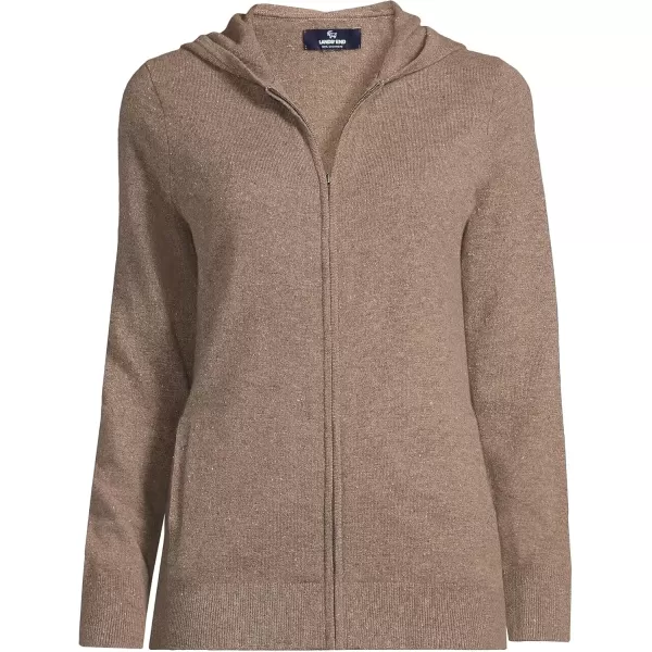 imageLands End Womens Cashmere Front Zip Hoodie SweaterToast Donegal