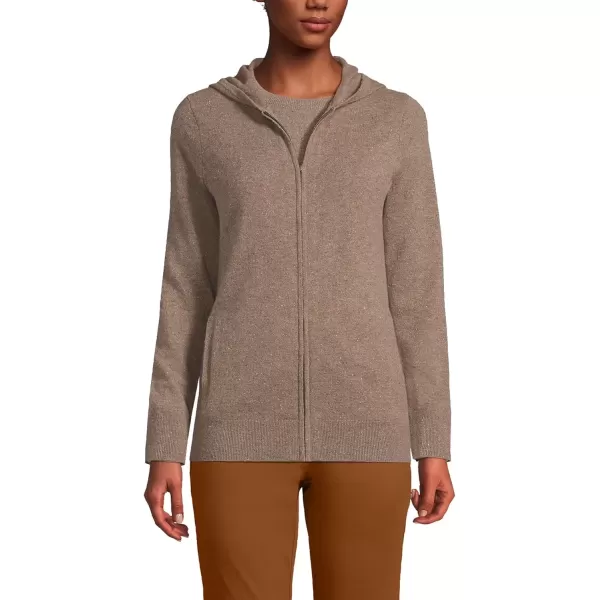 imageLands End Womens Cashmere Front Zip Hoodie SweaterToast Donegal