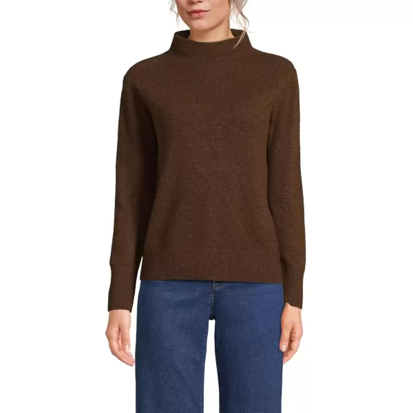 imageLands End Womens Cashmere Funnel Neck SweaterDark Carob Heather