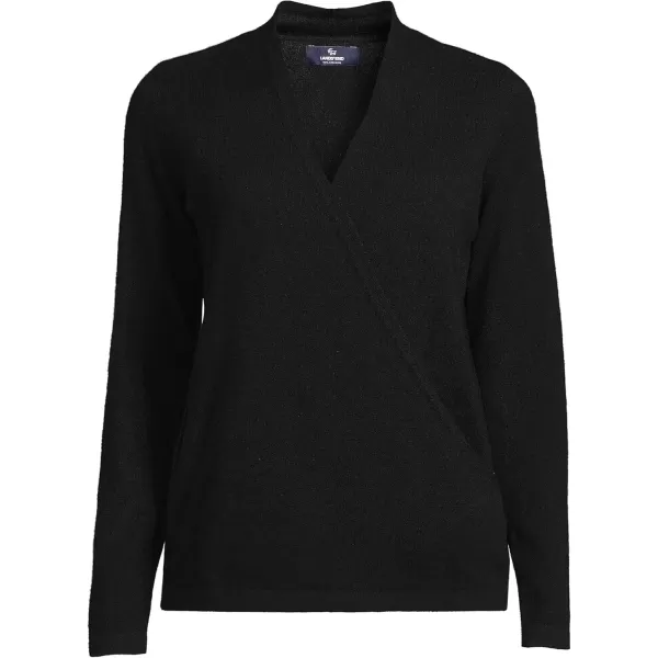 imageLands End Womens Cashmere Long Sleeve Wrap SweaterBlack