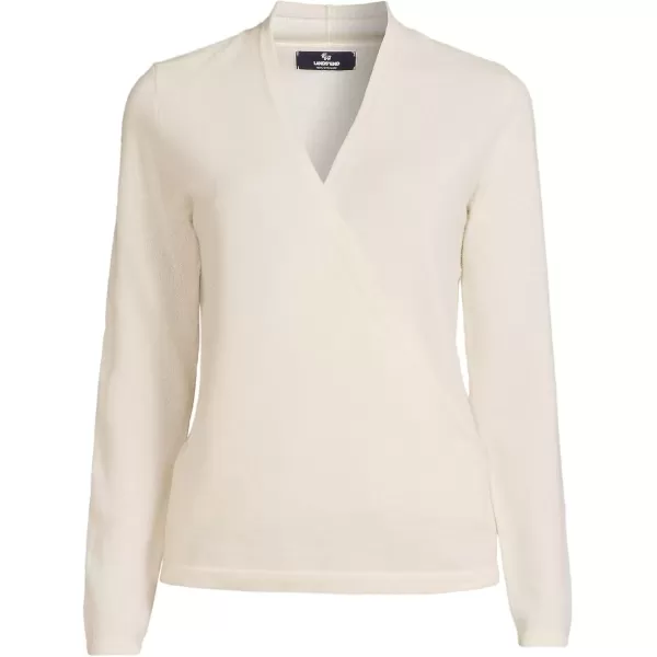 imageLands End Womens Cashmere Long Sleeve Wrap SweaterFresh Ivory