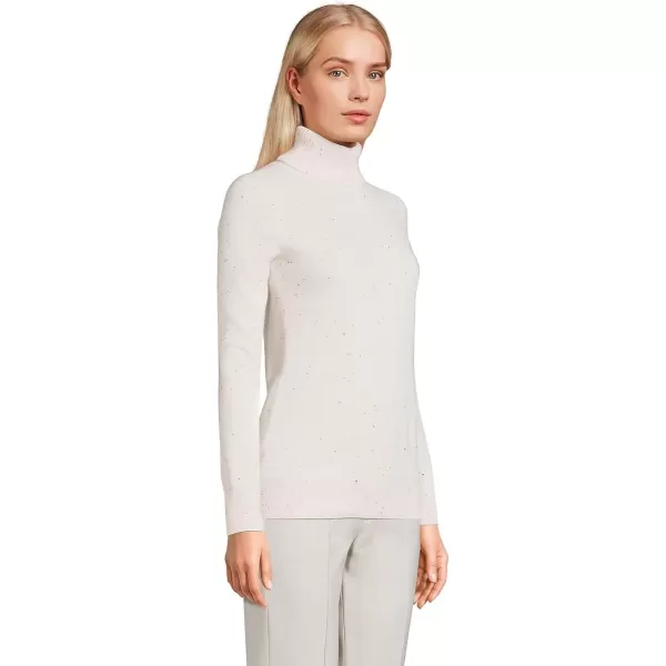 imageLands End Womens Cashmere Turtleneck SweaterFresh Ivory Rainbow Donegal