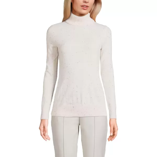 imageLands End Womens Cashmere Turtleneck SweaterFresh Ivory Rainbow Donegal