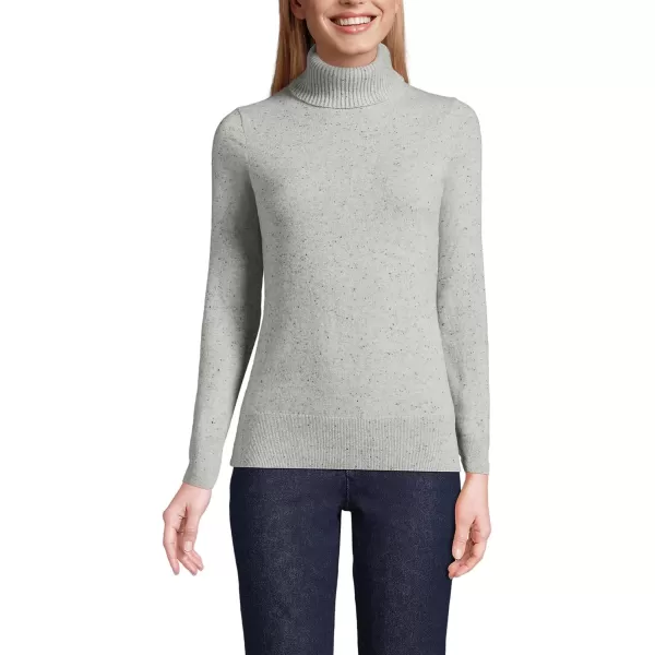 imageLands End Womens Cashmere Turtleneck SweaterGrayBlack Donegal